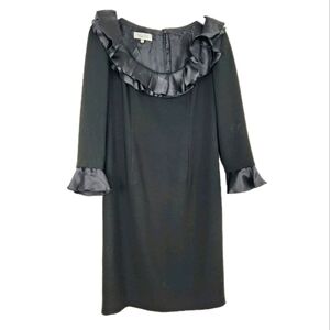 Rickie Freeman Teri Jon Black Ruffled Sheath Dress Size 8